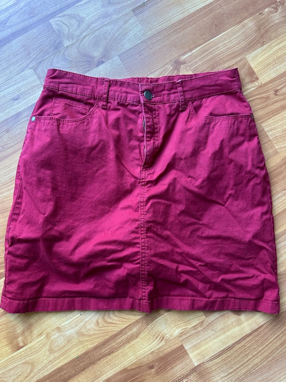croft & barrow Red Mini Skirt with Front Button